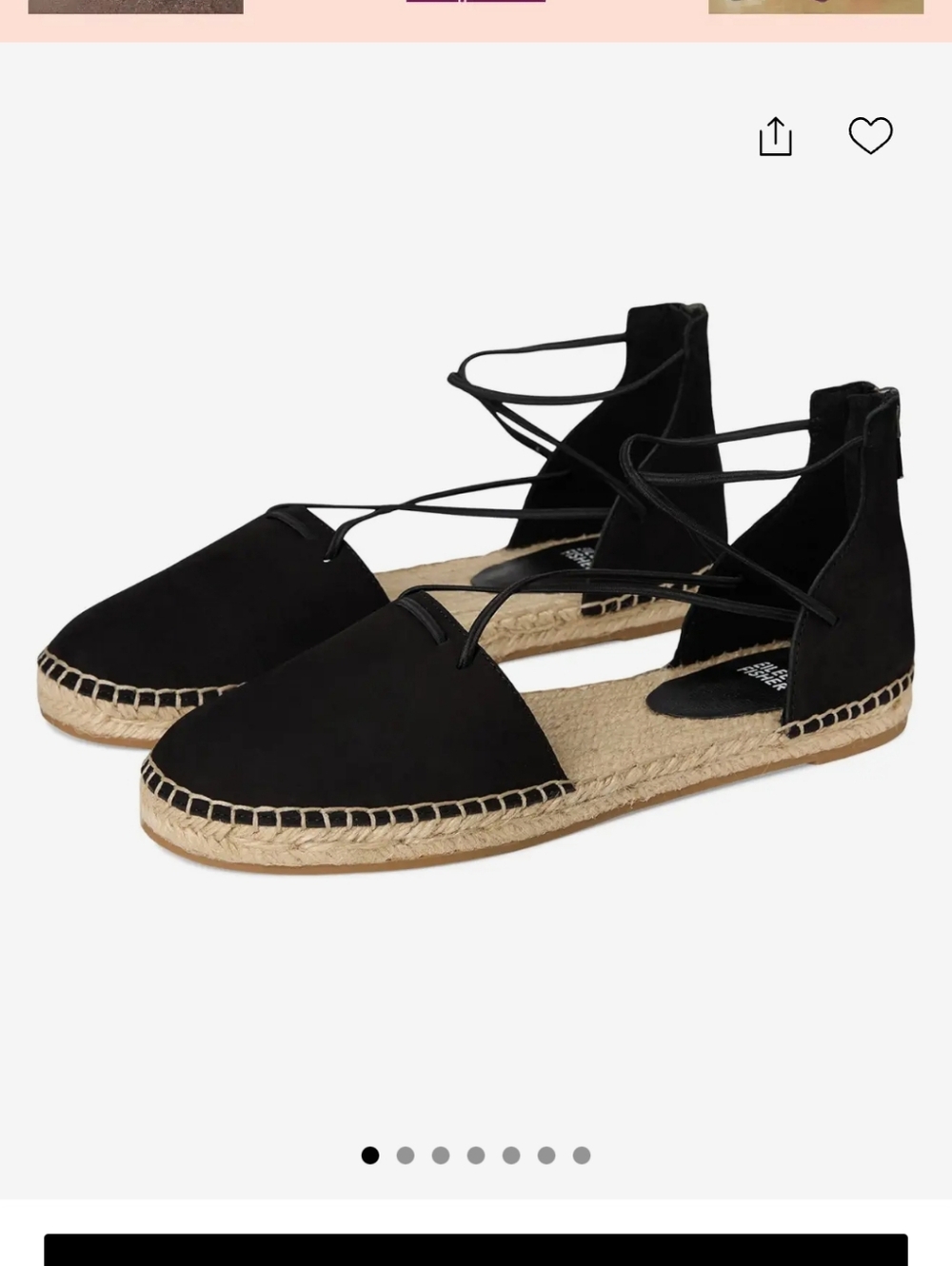 Eileen Fisher Black Suede Espadrilles Size 8